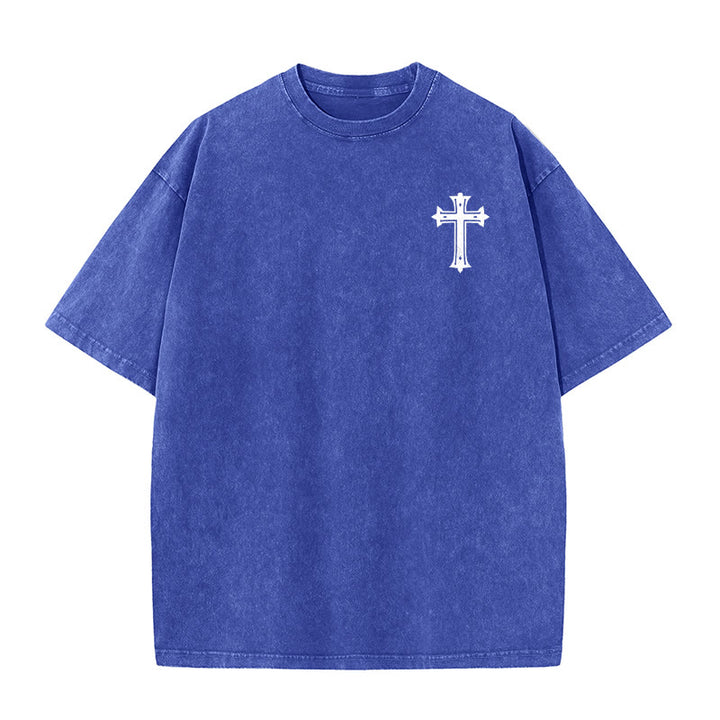 Christianartworkshop Strong Body Strong Faith Cross Crown Unisex Washed T-Shirt - image 20