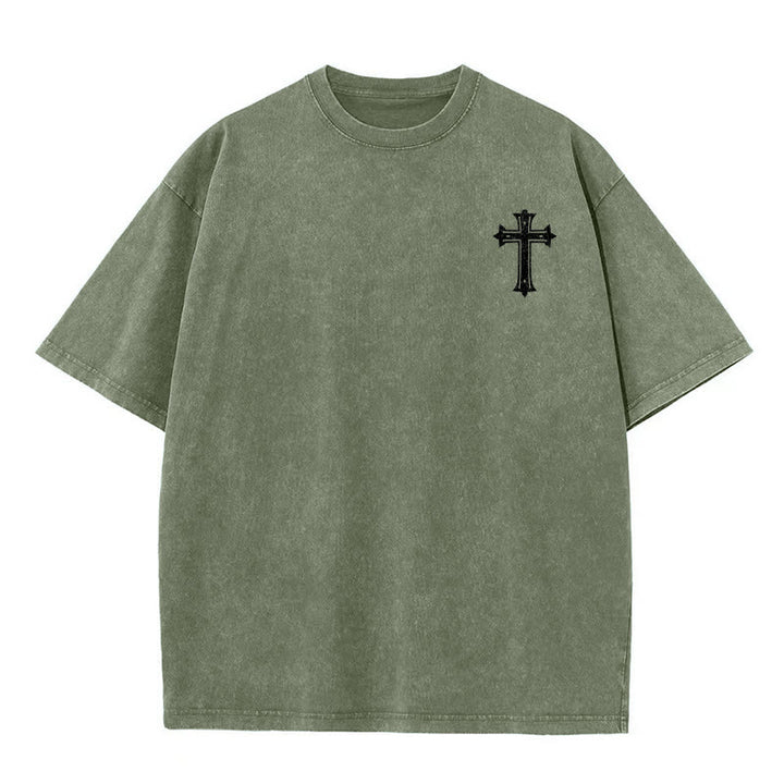 Christianartworkshop Strong Body Strong Faith Cross Crown Unisex Washed T-Shirt - image 11