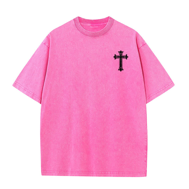 Christianartworkshop Strong Body Strong Faith Cross Crown Unisex Washed T-Shirt - image 26