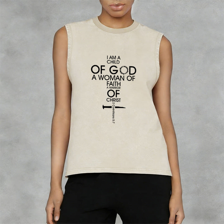 Christianartworkshop Child of God Woman of Faith Unisex Washed Tank Top - image 11
