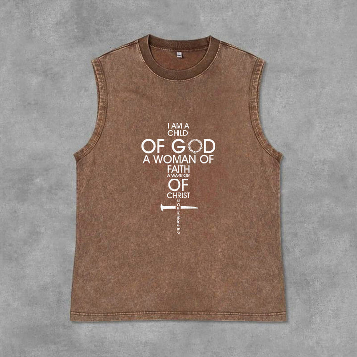 Christianartworkshop Child of God Woman of Faith Unisex Washed Tank Top - Brown - 2XL - image 7
