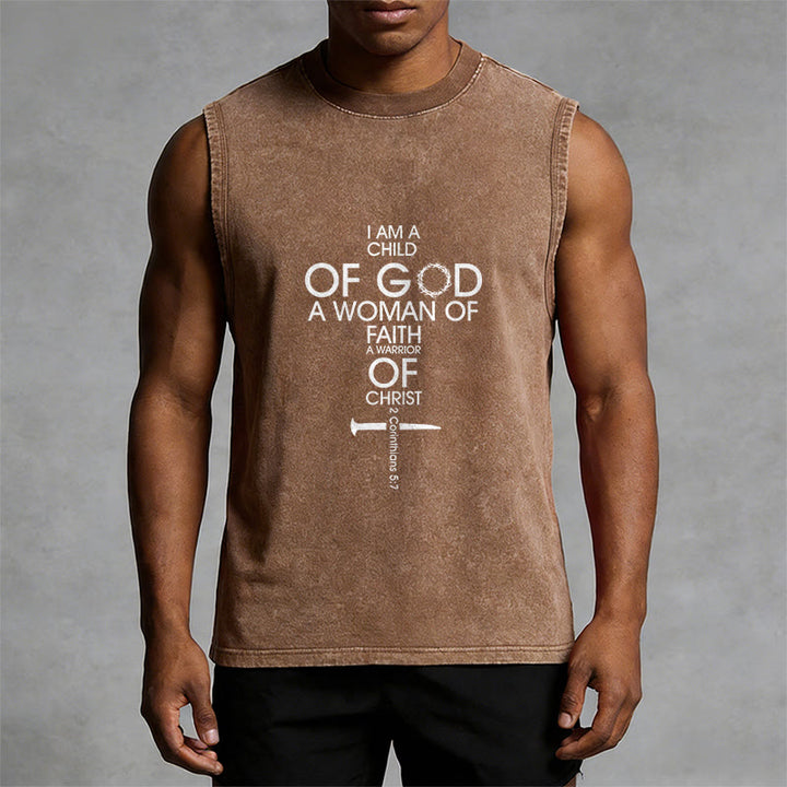 Christianartworkshop Child of God Woman of Faith Unisex Washed Tank Top - image 9
