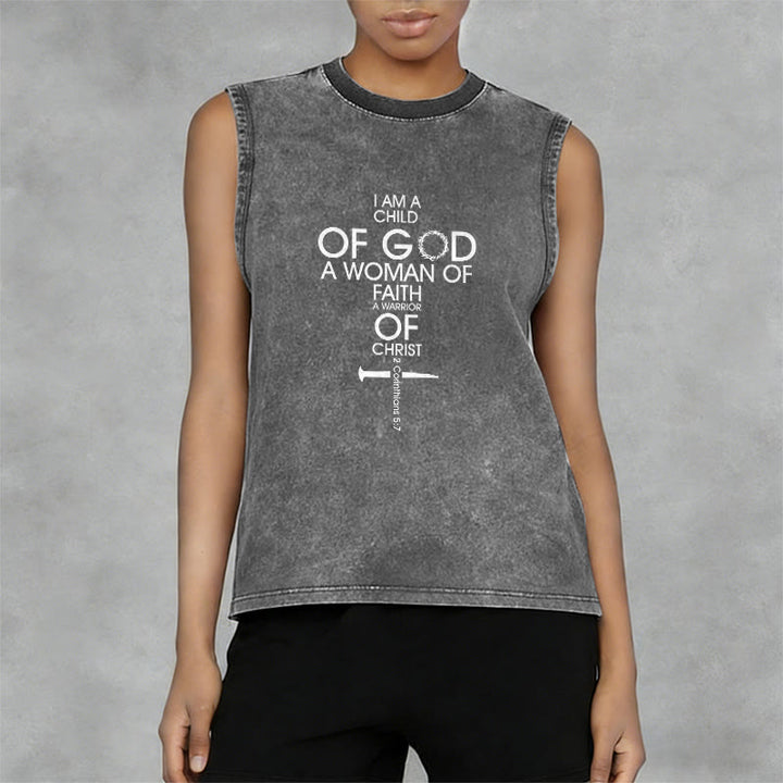 Christianartworkshop Child of God Woman of Faith Unisex Washed Tank Top - image 5