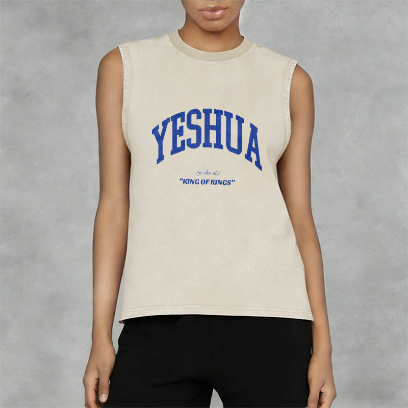 Christianartworkshop Yeshua King Of Kings Unisex Washed Tank Top - image 3