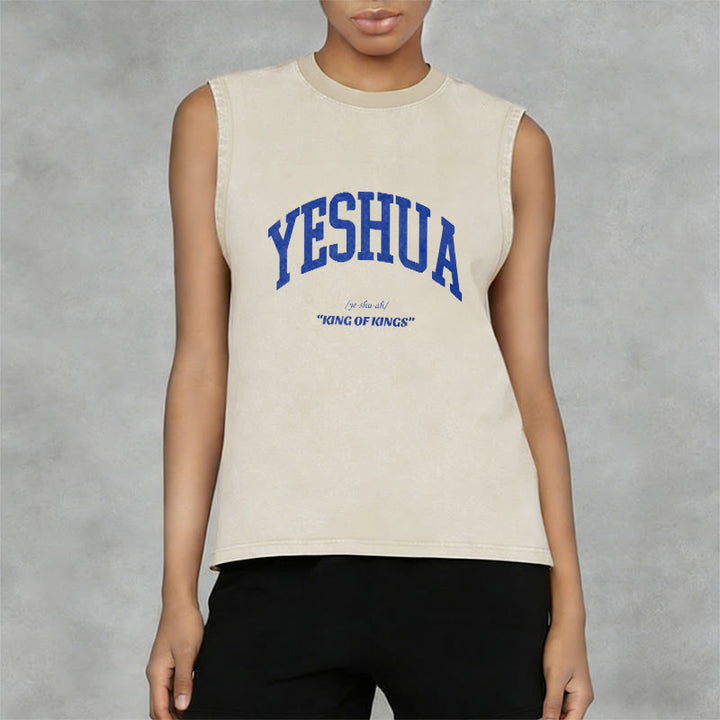 Christianartworkshop Yeshua King Of Kings Unisex Washed Tank Top - image 3