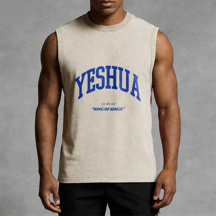 Christianartworkshop Yeshua King Of Kings Unisex Washed Tank Top - image 2