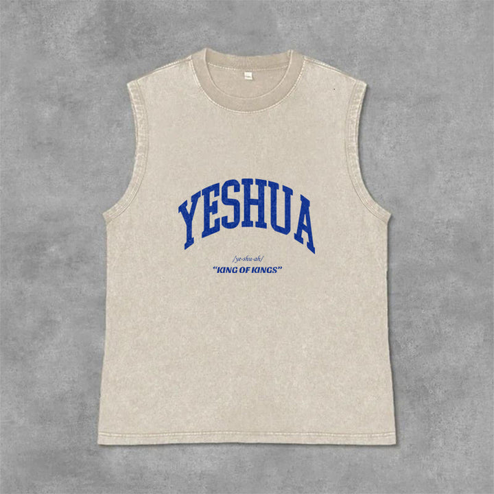 Christianartworkshop Yeshua King Of Kings Unisex Washed Tank Top - Beige - 2XL - image 1