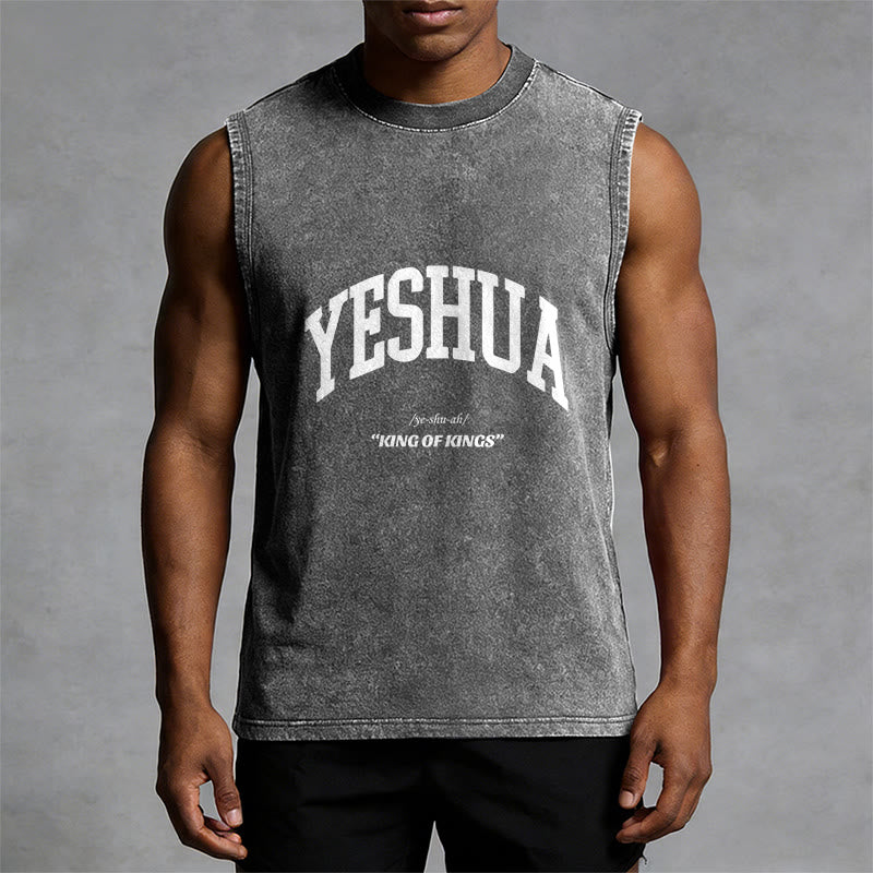 Christianartworkshop Yeshua King Of Kings Unisex Washed Tank Top - image 8