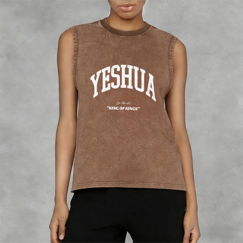 Christianartworkshop Yeshua King Of Kings Unisex Washed Tank Top - image 12