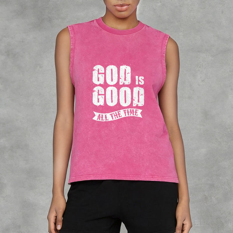 Christianartworkshop God Is Good All The Time Unisex Washed Tank Top - image 14