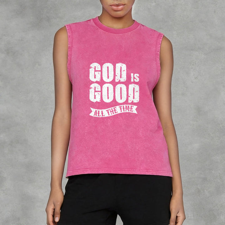 Christianartworkshop God Is Good All The Time Unisex Washed Tank Top - image 14