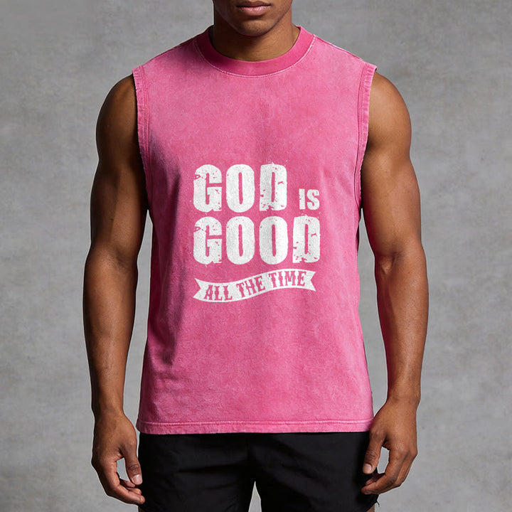 Christianartworkshop God Is Good All The Time Unisex Washed Tank Top - image 13