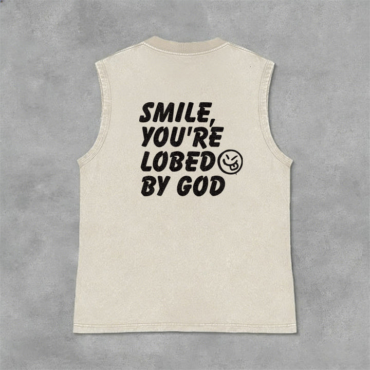 Christianartworkshop Smile You're Loved By God Unisex Washed Tank Top - image 26