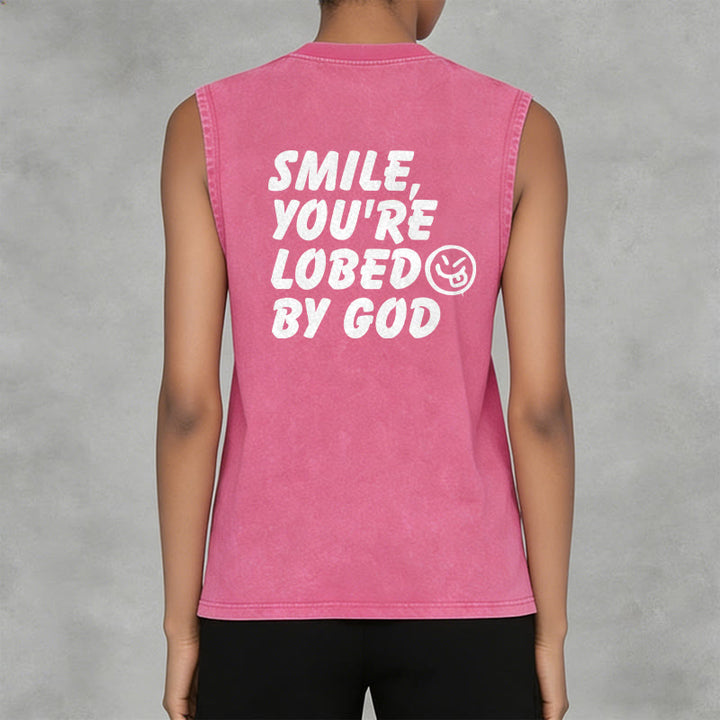 Christianartworkshop Smile You're Loved By God Unisex Washed Tank Top - image 31