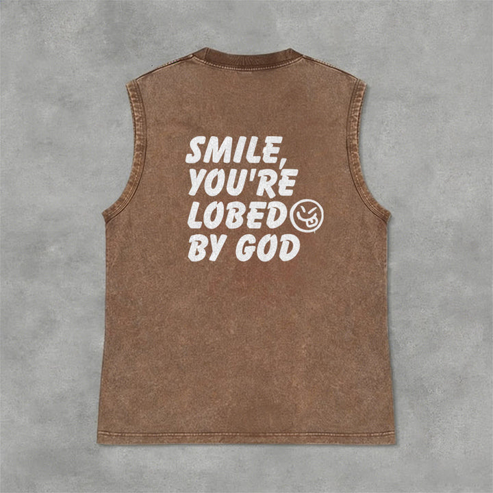 Christianartworkshop Smile You're Loved By God Unisex Washed Tank Top - image 19