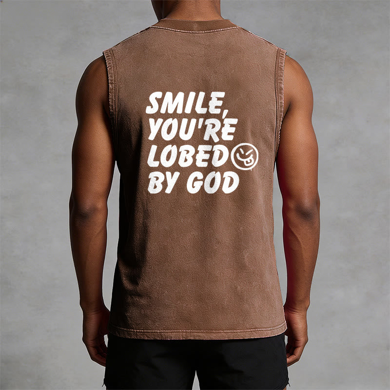 Christianartworkshop Smile You're Loved By God Unisex Washed Tank Top - image 15