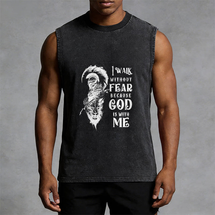 Christianartworkshop I Walk Without Fear God Is With Me Unisex Washed Tank Top - image 4