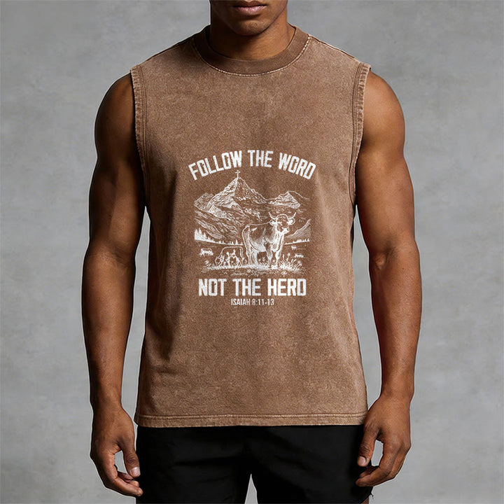 Christianartworkshop Follow The Word Not The Herd Unisex Washed Tank Top - image 1