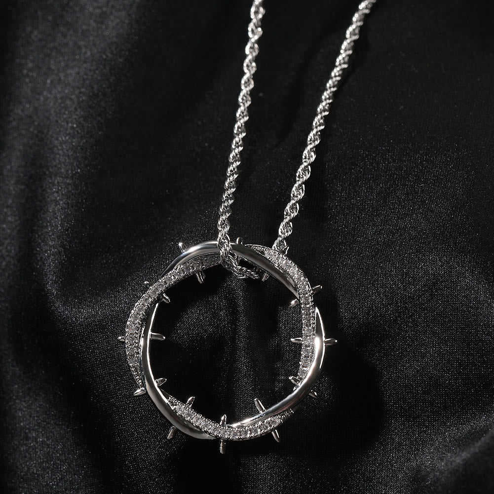Christianartworkshop Crown of Thorns Zircon Necklace: A Symbol of Christ’s Redemptive Sacrifice - Silver - image 8