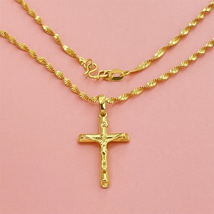 Christianartworkshop Golden-Tone Crucifix Cross Necklace: A Symbol of Christ’s Redemptive Sacrifice - image 2