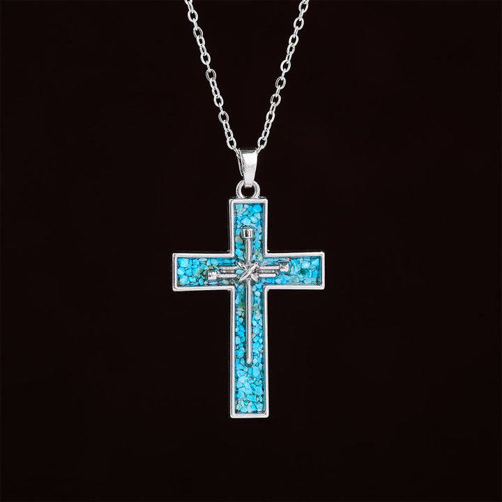 Christianartworkshop Turquoise Inlay Nail Cross Necklace: A Symbol of Christ’s Sacrificial Love - image 1