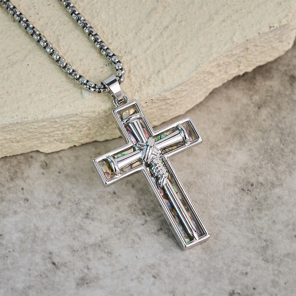 Christianartworkshop Abalone Shell Inlay Nail Cross Necklace: A Symbol of Christ’s Sacrificial Love - image 2