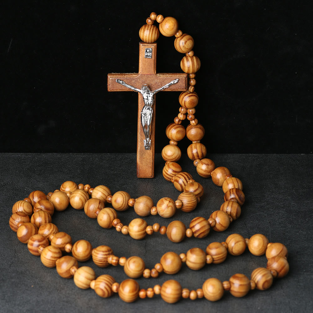 Christianartworkshop Wooden Wall Rosary with Crucifix: A Symbol of Home Prayerful Devotion - image 1