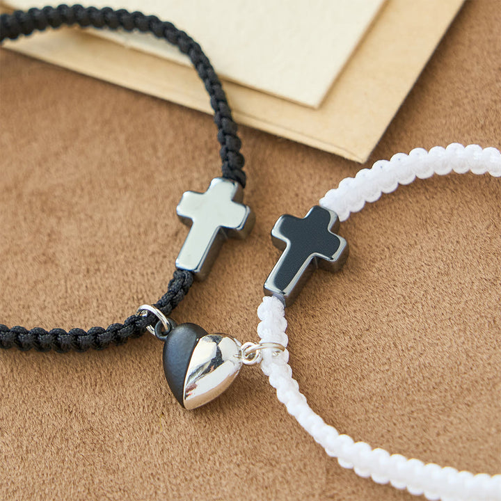 Christianartworkshop Magnetic Heart Cross Bracelet Set: A Symbol of Sacred Union and Enduring Love - White + Black - image 6