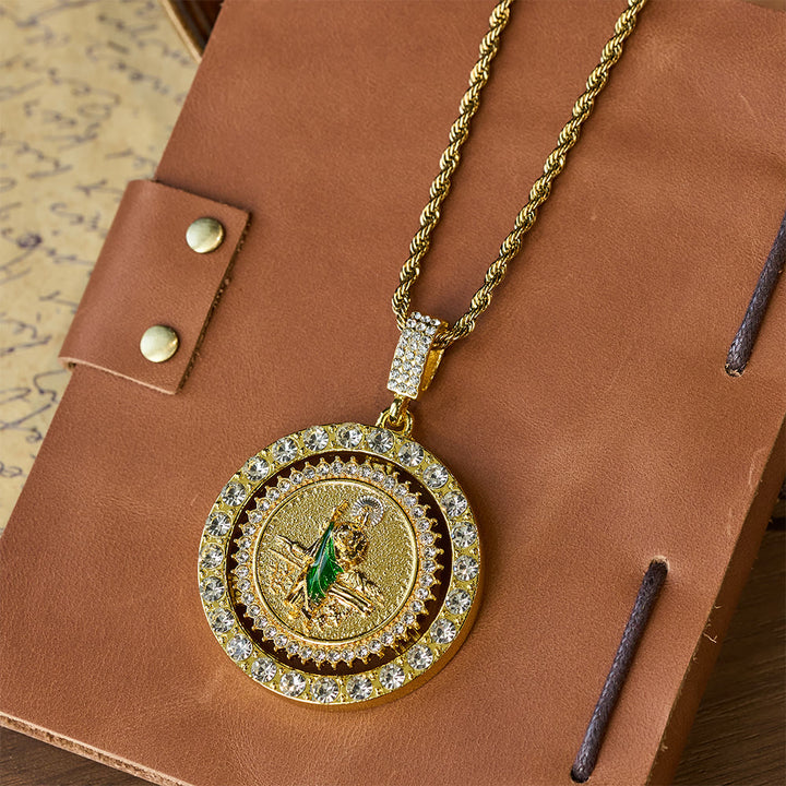 Christianartworkshop St. Jude with Green Robe Zircon Curb Bracelet: A Symbol of Sacred Grace and Protection - image 9