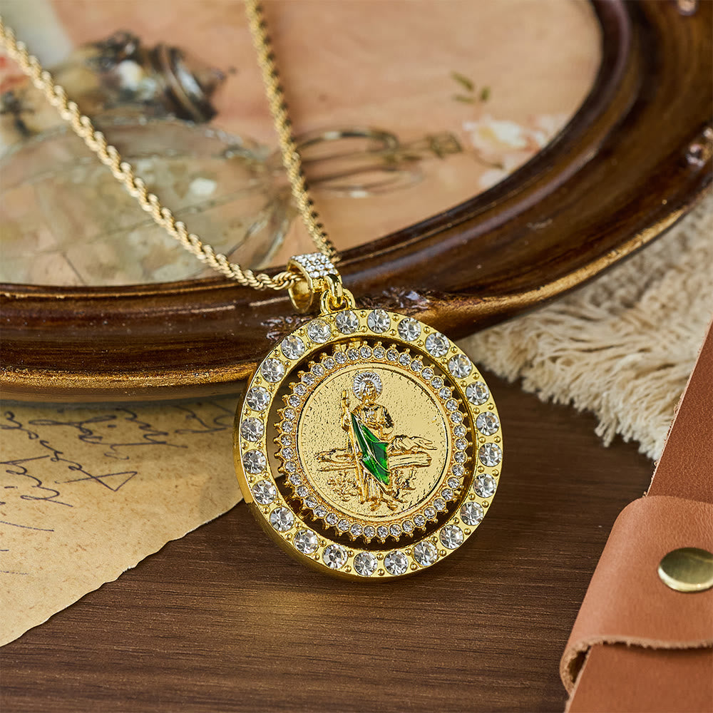 Christianartworkshop St. Jude with Green Robe Zircon Curb Bracelet: A Symbol of Sacred Grace and Protection - Necklace - image 6