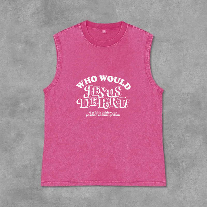 Christianartworkshop Inspirational Let Faith Guide You Unisex Washed Tank Top - Pink - 2XL - image 9