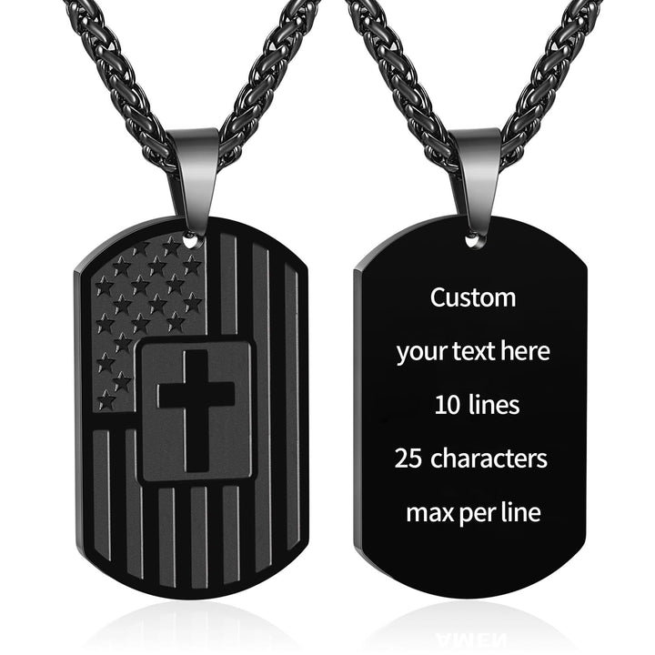 Christianartworkshop American Flag & Cross Double-Sided Scripture Necklace: A Symbol of Sacred Strength and Courage - Black Custom - image 15