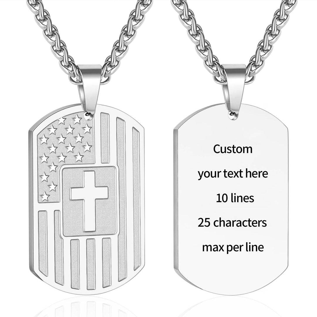 Christianartworkshop American Flag & Cross Double-Sided Scripture Necklace: A Symbol of Sacred Strength and Courage - Silver Custom - image 17