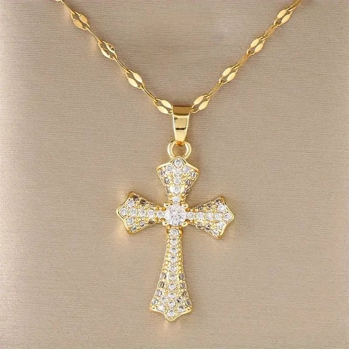 Christianartworkshop Radiant Zircon Cross Necklace: Forging Hope and Grace in Every Wear - image 1