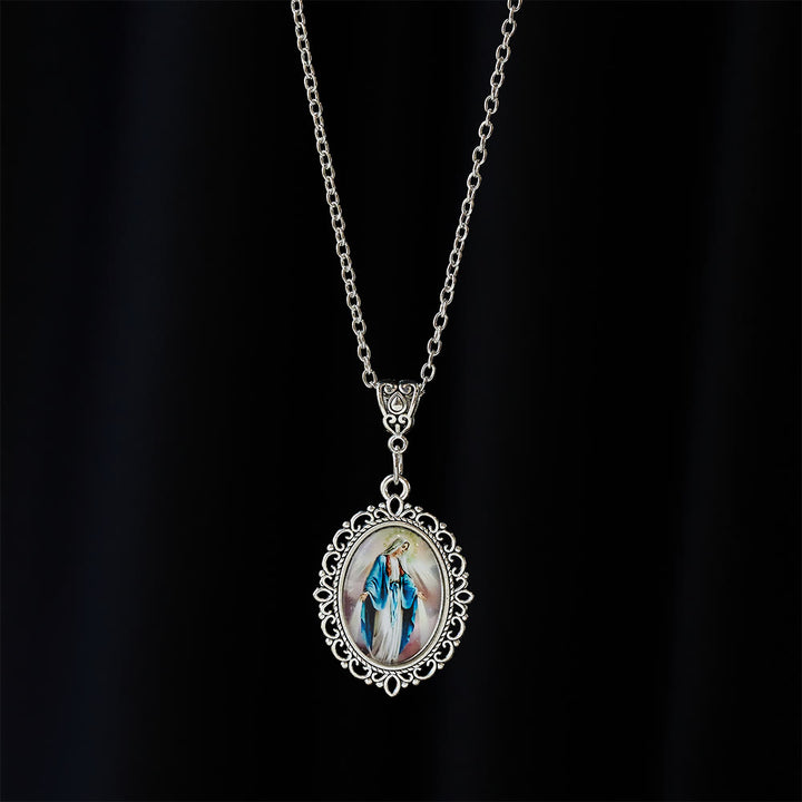 Christianartworkshop Filigree Frame Our Lady Portrait Necklace: A Symbol of Sacred Grace and Divine Light - image 4