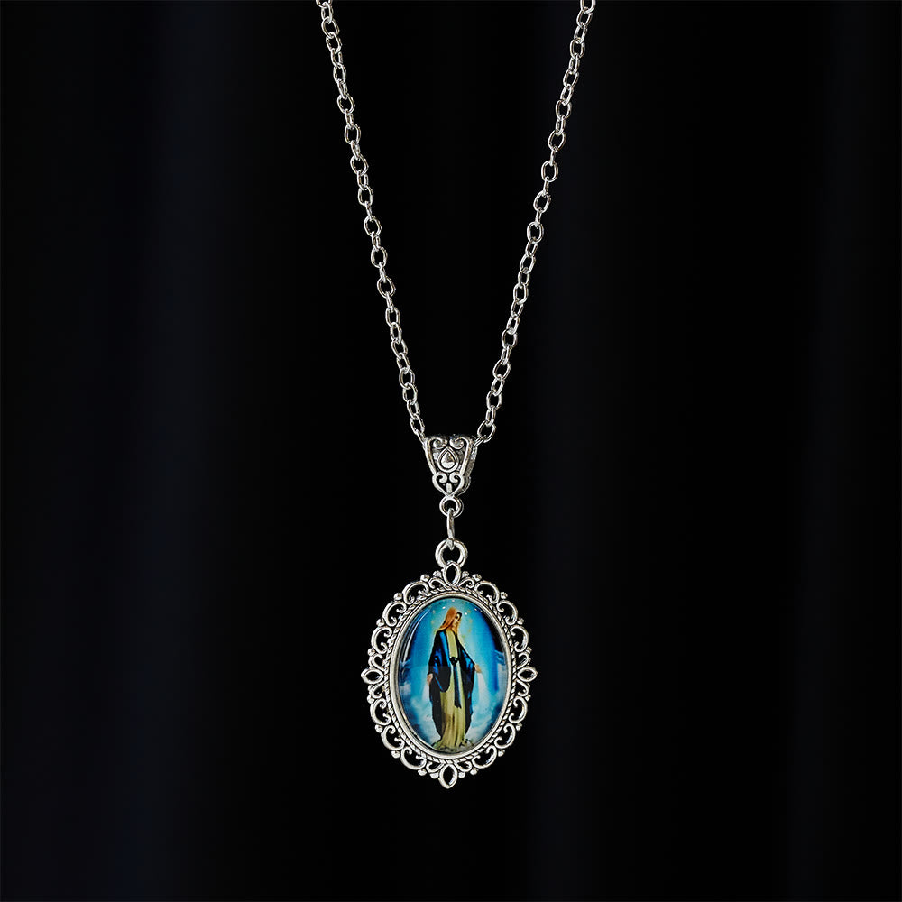 Christianartworkshop Filigree Frame Our Lady Portrait Necklace: A Symbol of Sacred Grace and Divine Light - image 7