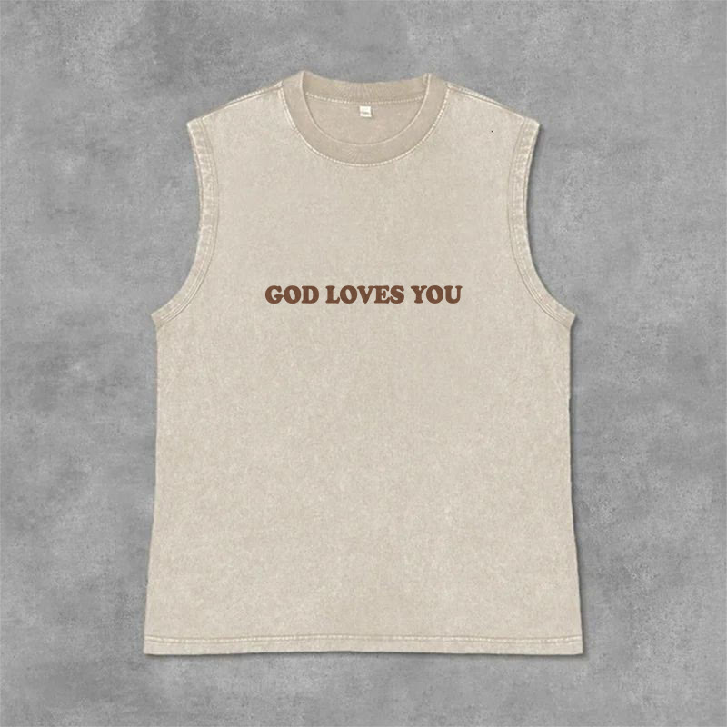 Christianartworkshop God Loves You Unisex Washed Tank Top - image 14
