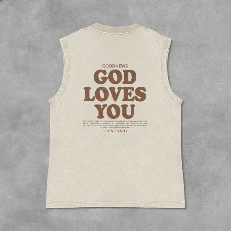 Christianartworkshop God Loves You Unisex Washed Tank Top - image 13