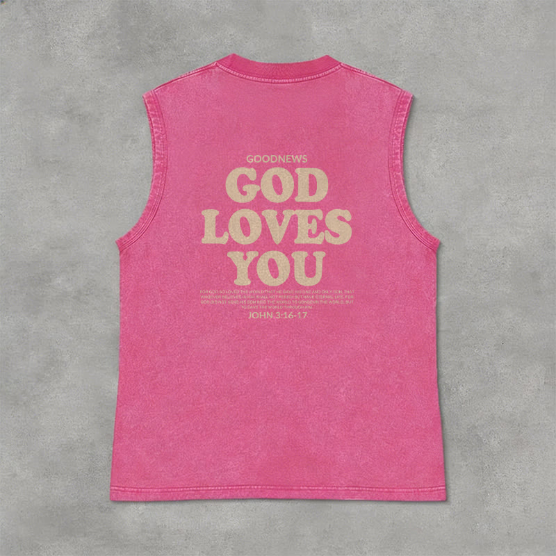 Christianartworkshop God Loves You Unisex Washed Tank Top - image 27