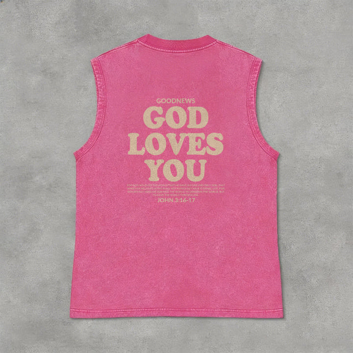 Christianartworkshop God Loves You Unisex Washed Tank Top - image 27
