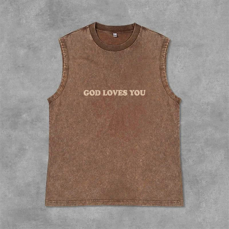 Christianartworkshop God Loves You Unisex Washed Tank Top - image 35
