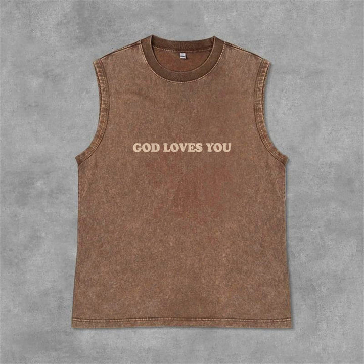 Christianartworkshop God Loves You Unisex Washed Tank Top - image 35