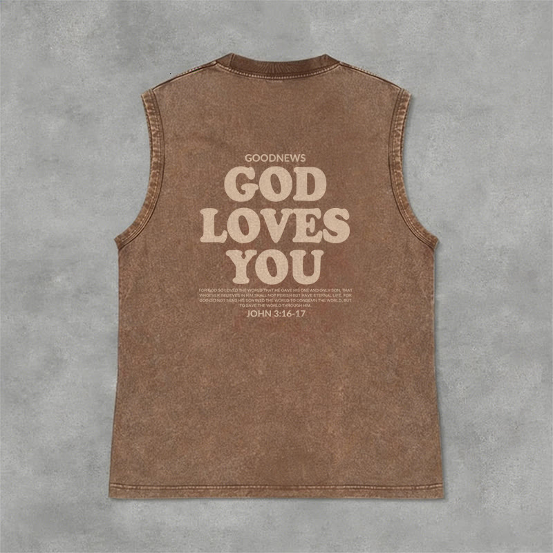 Christianartworkshop God Loves You Unisex Washed Tank Top - image 34