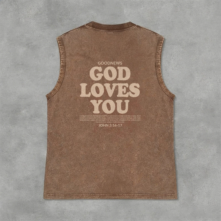 Christianartworkshop God Loves You Unisex Washed Tank Top - image 34