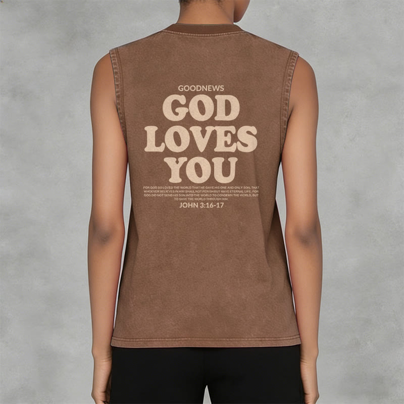 Christianartworkshop God Loves You Unisex Washed Tank Top - image 32