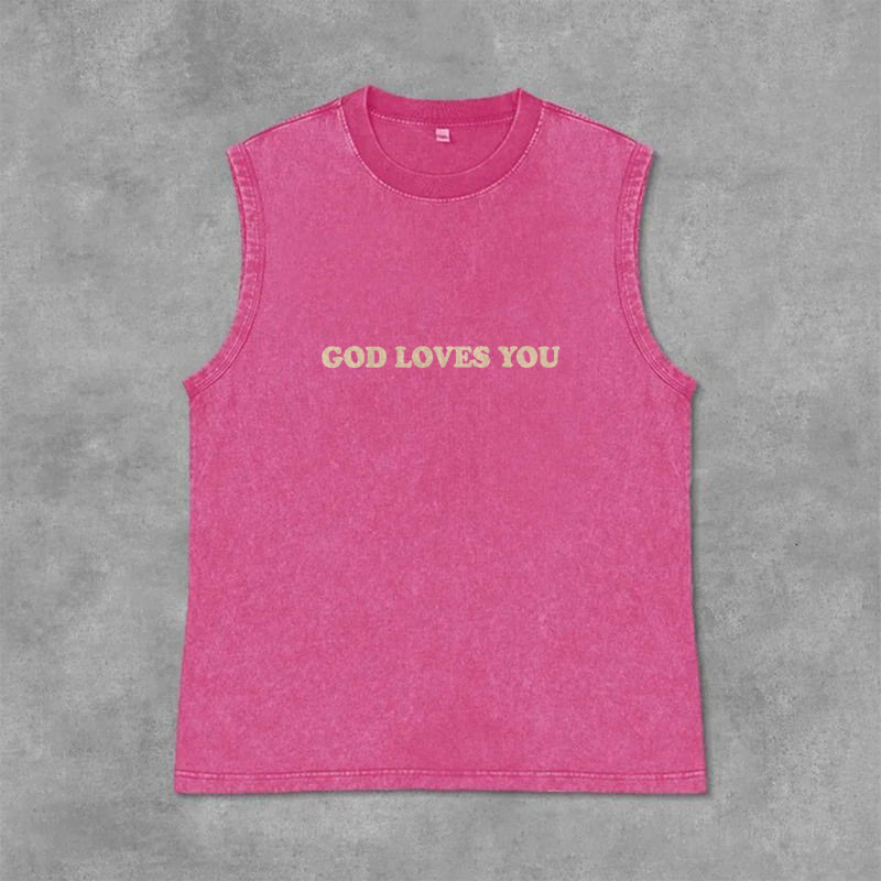 Christianartworkshop God Loves You Unisex Washed Tank Top - image 28