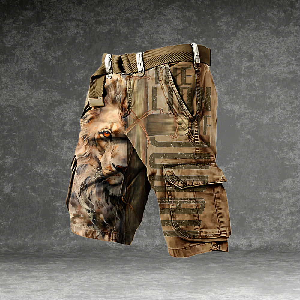 Christianartworkshop Vintage Street Style Lion of Judah Cargo Shorts - 5XL - image 0
