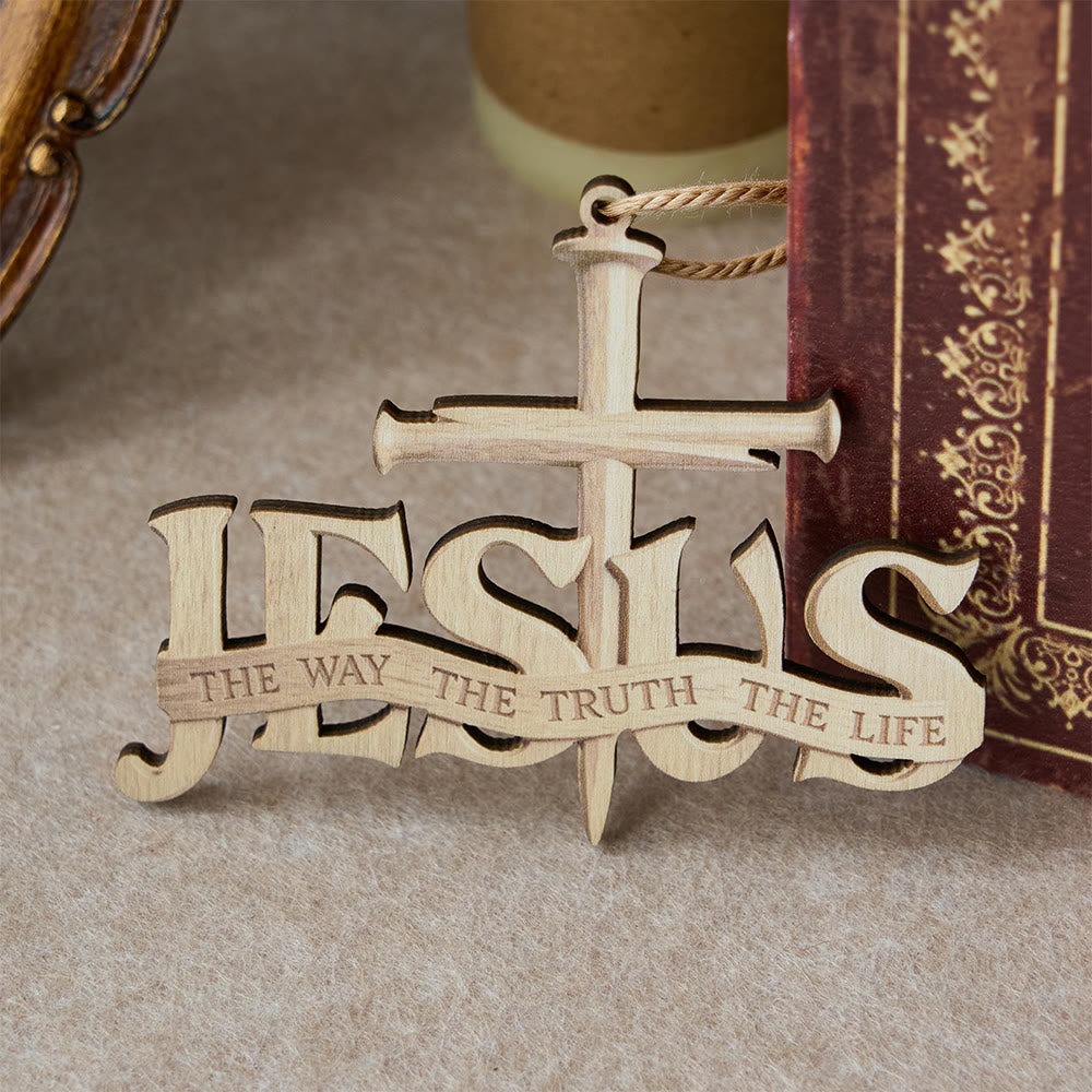 Christianartworkshop Jesus Nail Cross Wood Hanging Ornament: A Symbol of Divine Truth and Guidance - image 2