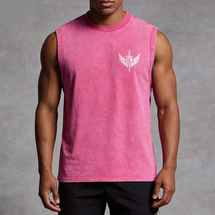 Christianartworkshop Warrior Angel With Sword Unisex Washed Tank Top - image 23