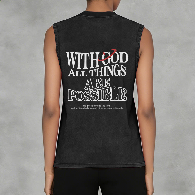 Christianartworkshop With God All Things Are Possible Washed Tank Top - image 3